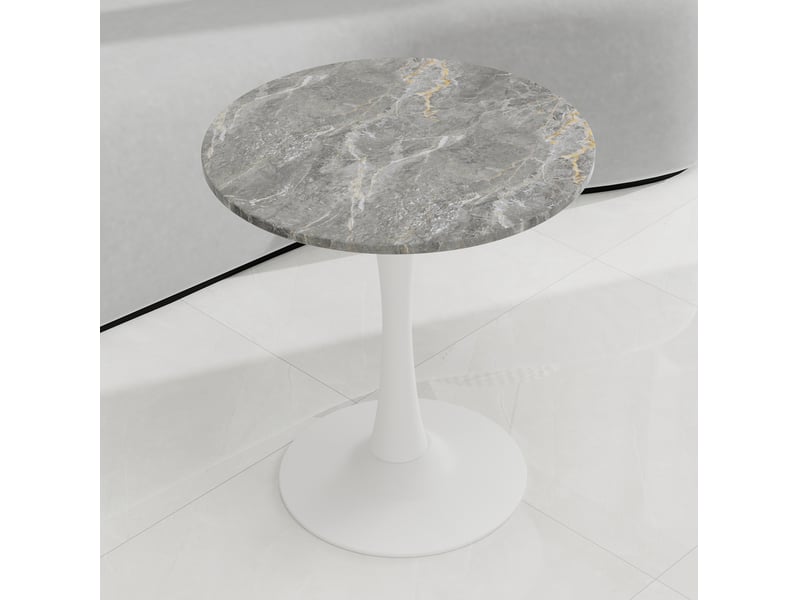  Table à manger ronde 70 cm en marbre artificiel, blanc antique et gris, 72 cm  - Conforama D