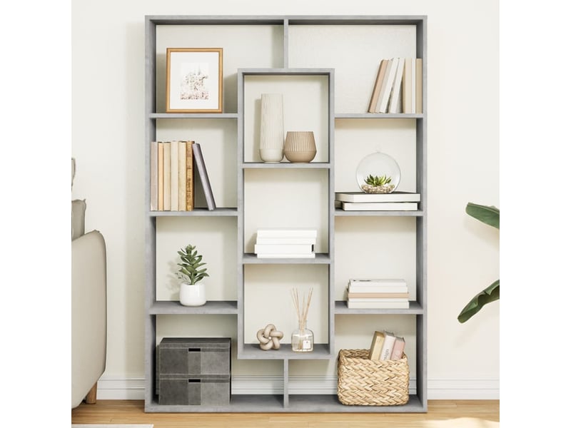  Bibliothèque, meuble de rangement salon gris béton 102x29x143 cm bois d'ingénierie  - Conforama B
