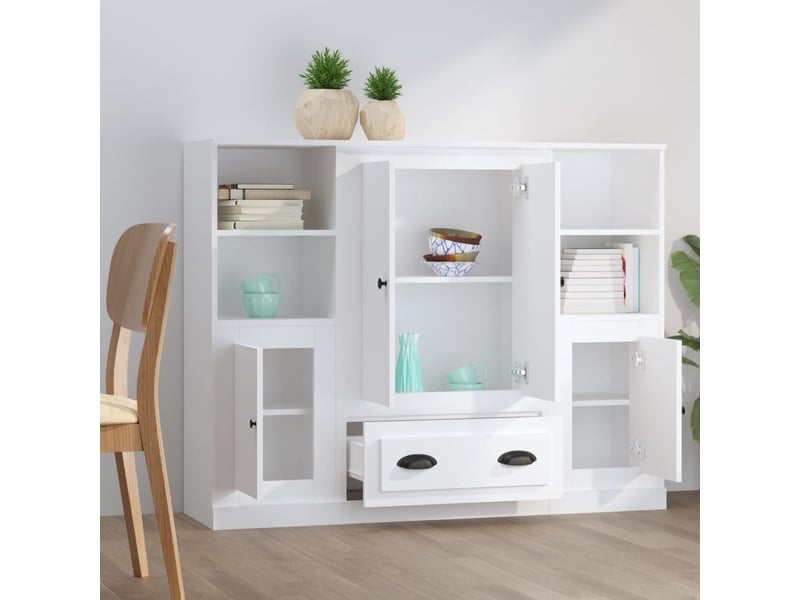  Buffets 3 pcs - bahut - meuble de rangement blanc bois d'ingénierie  - Conforama C