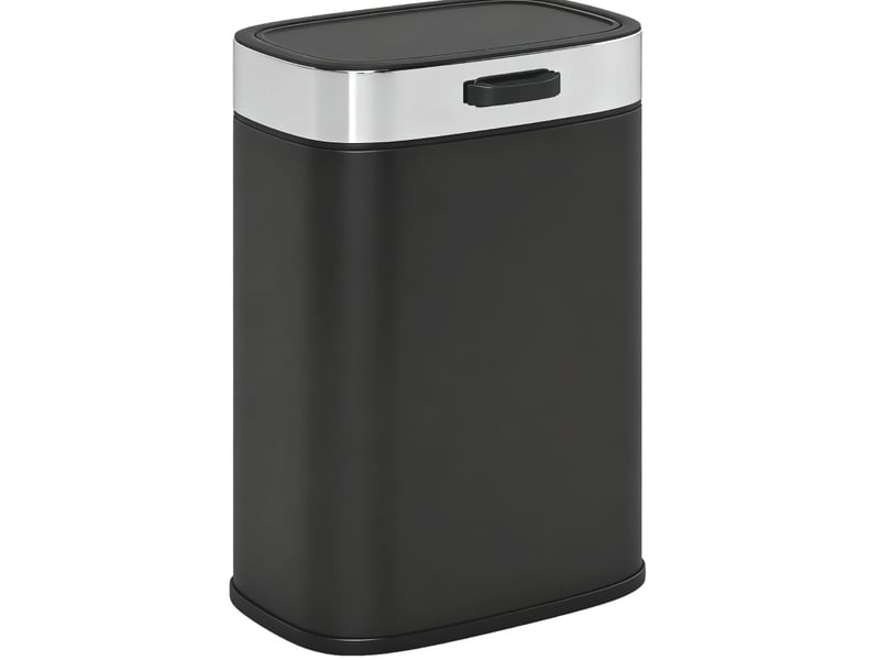 Poubelle de cuisine 5 l 21,5 x 19,5 x 30 cm noire en acier inoxydable, couvercle à maintien ouvert  - Conforama A