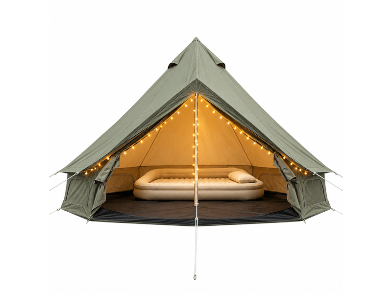 Tente cloche oxford verte 4 saisons 3-4 personnes, 9,8 ft, avec sortie pour poêle - Conforama A