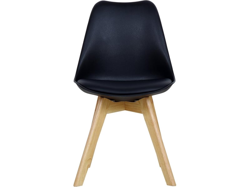  Lot de 4 chaises de salle à manger. Pied en bois. Assise en similicuir. Style nordique. Noir  - Conforama R