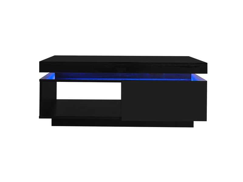 Ensemble meuble tv et table basse 181 x 38 cm – noir brillant – éclairage led usb bluetooth intégré - Conforama D