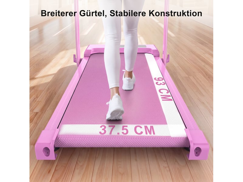  Tapis de course pliable 112,5x50x93,5 cm rose en acier, 3 en 1 marche, bureau et course avec inclinaison  - Conforama E