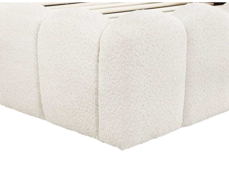  Lit double en tissu bouclette beige 140x190 cm rita ZX1359-140-BEI - Conforama E