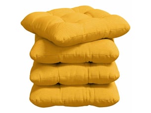 Lot de 4 coussins de siège, coussins décoratifs tissu en velours côtelé jaune clair cf59993