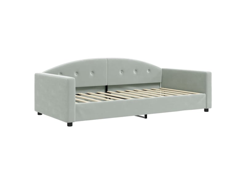  Lit simple- lit adulte -  lit de repos sans matelas gris clair 100x200 cm velours  - Conforama A
