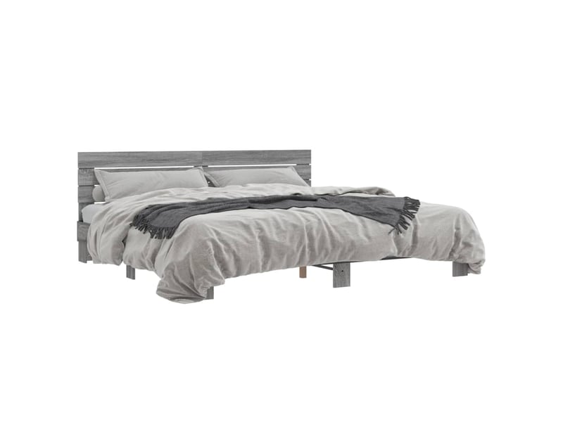  Lit double- lit adulte -  cadre de lit sans matelas sonoma gris 200x200 cm  - Conforama A