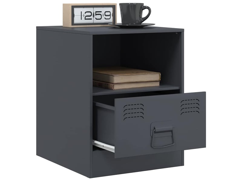  Lot de 2 tables de chevet - cabinet de chevet - table de nuit anthracite 34,5x39x44 cm acier  - Conforama C