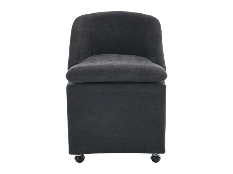 Chaise capitonnée grise sans accoudoirs, roulettes universelles - chaise à manger et vanity amovible, lot 2 - Conforama A