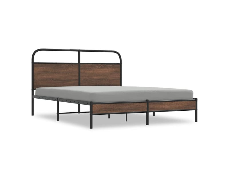  Lit double- lit adulte -  cadre de lit sans matelas 150x200 cm chêne marron  - Conforama A
