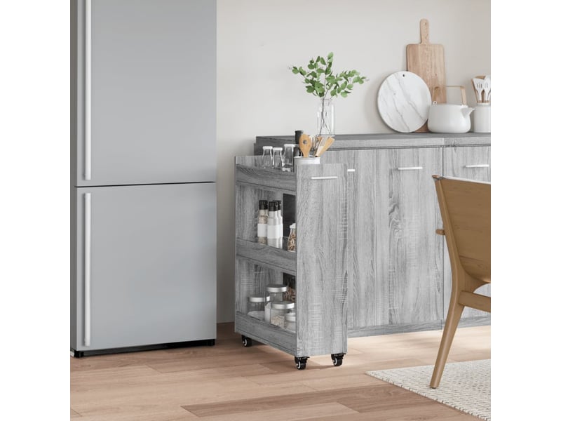  Armoire de rangement, armoire avec roues sonoma gris 60x22x79 cm bois d'ingénierie  - Conforama C