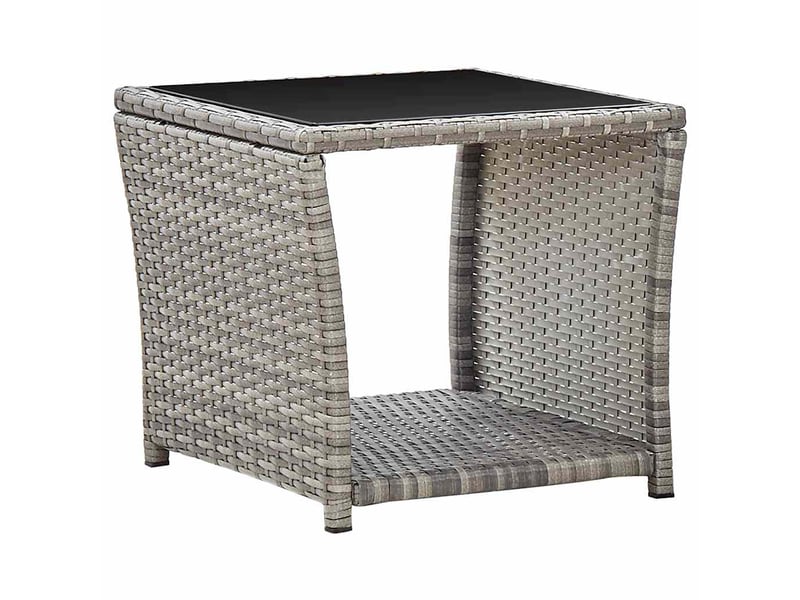  Table basse - table de salon - table à thé gris 45x45x40 cm résine tressée et verre  - Conforama B
