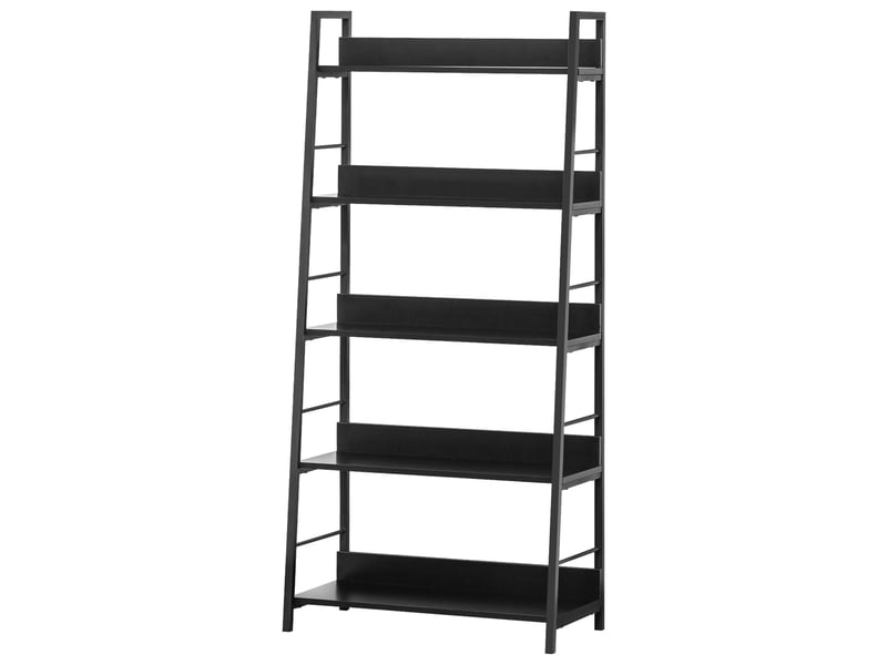  Étagère bibliothèque de rangement style industriel incliné 5 niveaux 70l x 35l x 150h cm noir  - Conforama B