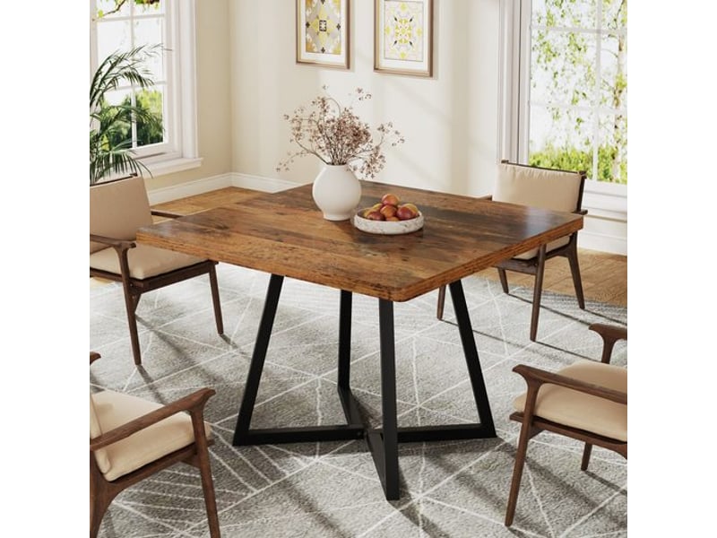 Table à manger pour 4 personnes, table avec pied métallique table de salle à manger en bois - Conforama B