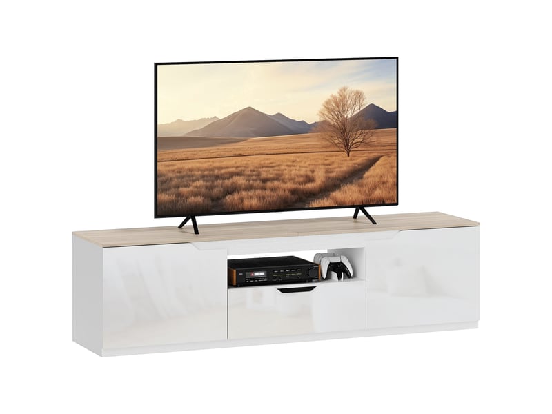  Meuble tv pour écran jusqu'à 65 pouces 2 portes 1 tiroir 160 x 38 x 43 cm  - Conforama A