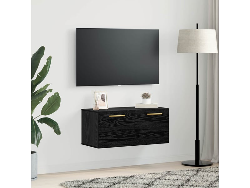  Meuble mural, rangement salon 80 x 36.5 x 35 cm bois d'ingénierie chêne noir shl3427  - Conforama D