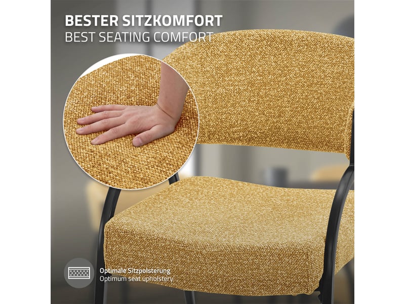 Ml-design lot de 2 chaises de salle à manger rembourrées en tissu bouclé, avec accoudoirs et dossier incurvée, cadre en acier, rembourrage confortable, pour salon cuisine bureau, 120 kg, moutarde ECD Germany GmbH - Conforama D