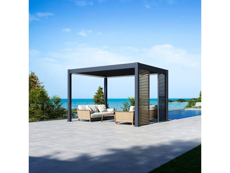  Brise-vue mobile 1 m lames horizontales cadre aluminium anthracite 15-738799 - Conforama D