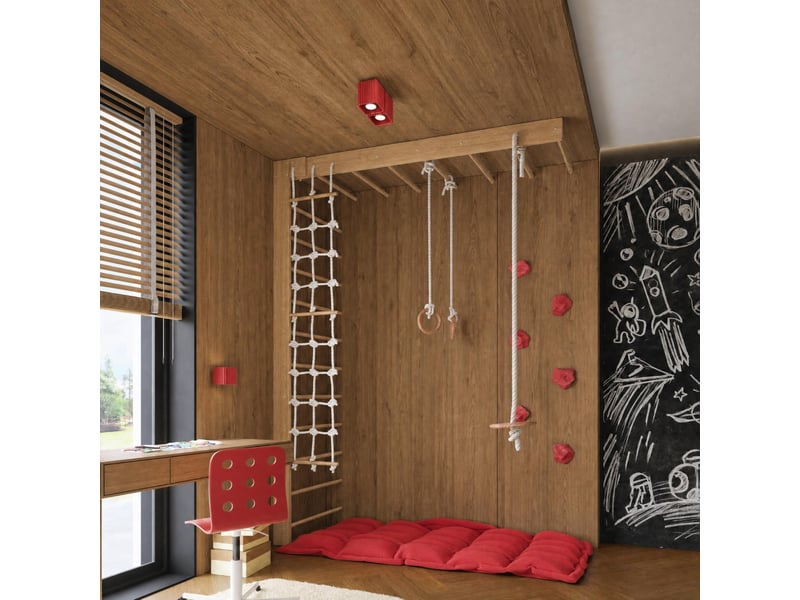 Plafonnier riff 2 rouge gu10 aluminium moderne 12x20.5x10cm SL.3086 - Conforama C