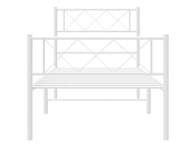  Lit simple- lit adulte -  cadre de lit métal sans matelas et pied de lit blanc 100x200 cm  - Conforama D