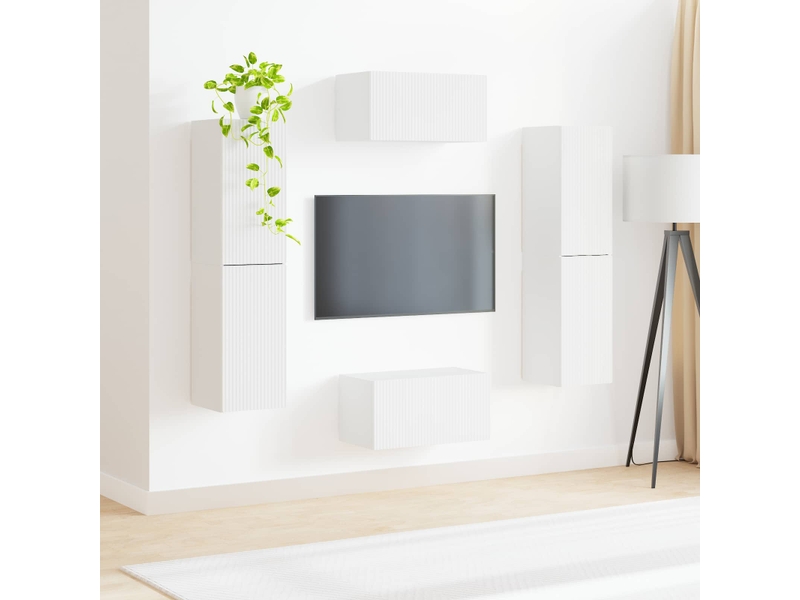  Ensemble meuble tv - banc tv - meuble de rangement 6 pcs blanc bois d'ingénierie  - Conforama D