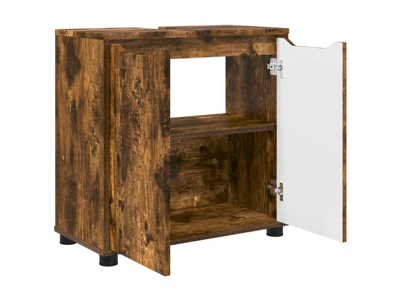 Armoire de lavabo de salle de bain chêne fumé 60x30x60 cm  - Conforama E