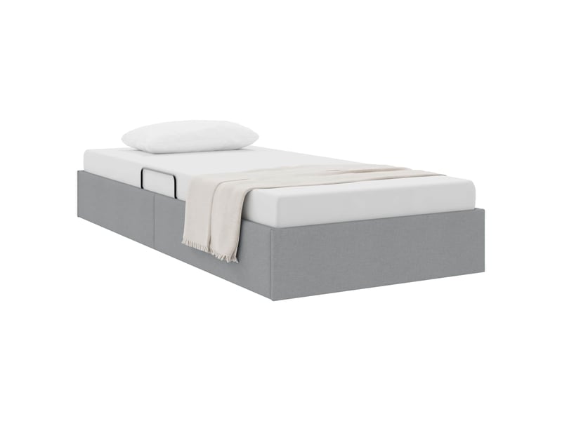  Lit simple- lit adulte -  cadre de lit ottoman gris clair 100 x 200 cm tissu  - Conforama B