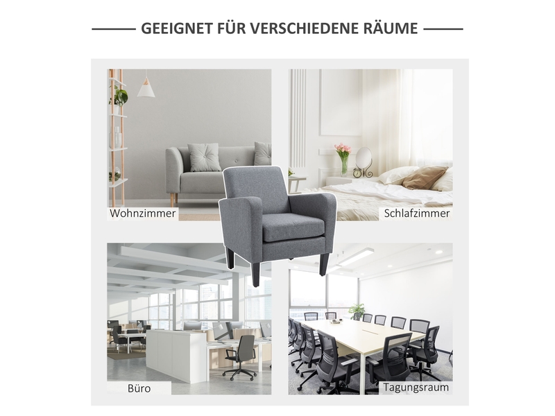  Fauteuil relax avec accoudoirs ergonomiques  - assise mousse, polyester gris clair 66 × 72 × 74 cm  - Conforama E