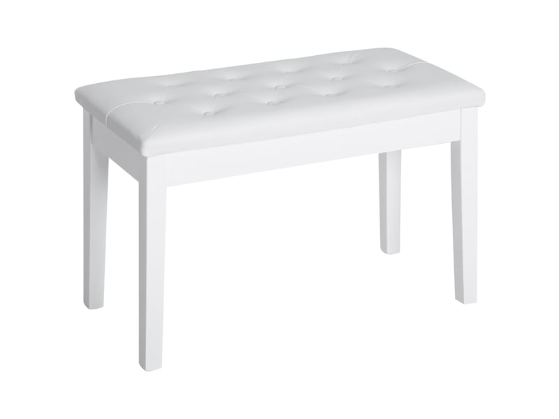  Tabouret de piano banc de piano de style maison de campagne avec espace de rangement en bois d'hévéa et cuir synthétique, blanc, 76 x 36 x 50 cm 02-0708 - Conforama B