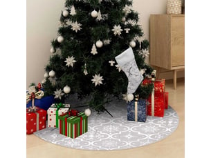 Jupe de sapin de noël de luxe avec chaussette blanc 150cm tissu