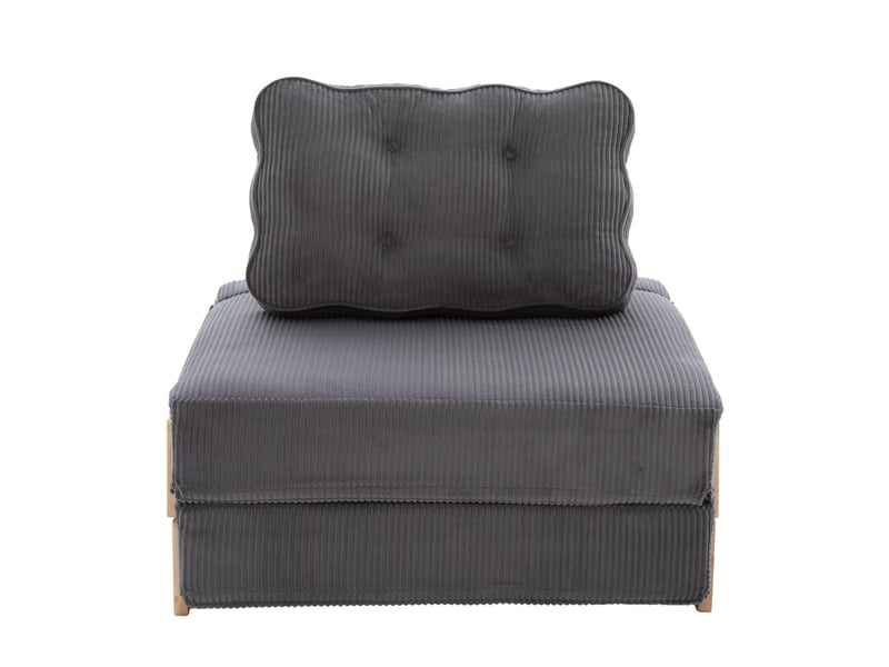  Fauteuil convertible 1 place 90 x 86 x 84 cm gris foncé en velours côtelé, couchage 90 x 170 cm  - Conforama A