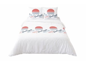 Parure de lit bord de mer en microfibre recyclée blanche – housse 220x240 cm + 2 taies 63x63 cm, fermeture boutons