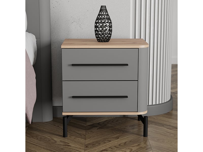  Table de chevet ojai, 2 tiroirs, 52x40x56h cm noir anthracite Ojai - Conforama B