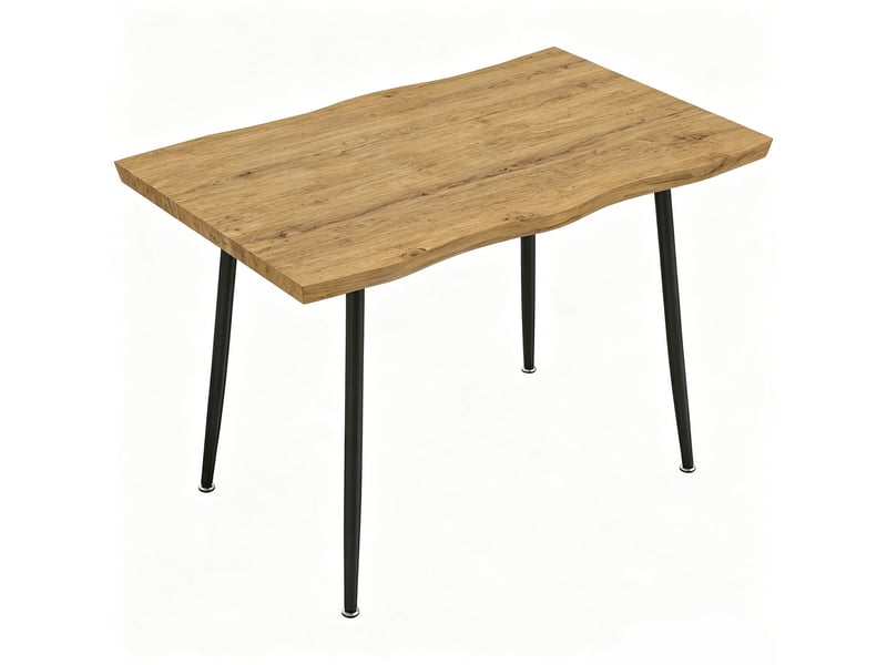 Table à manger design campagne chic 4 pers. Métal noir effet bois clair - Conforama A