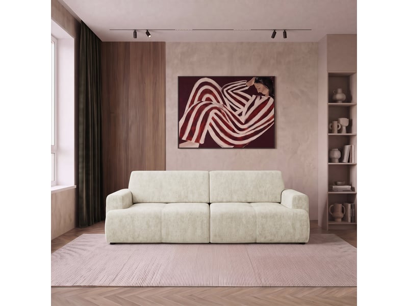  Selsey cobbly - canapé convertible - 244 cm - chenille onyx crème Cobbly - Conforama B