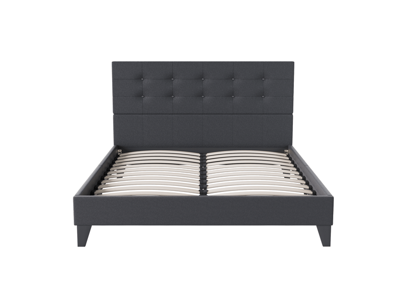 Lit Avec Tête De Lit Capitonnée Et Sommier Intégré - 120x190 Cm - Blanc Simili - Stable Avec Traverses Renforcées - 11