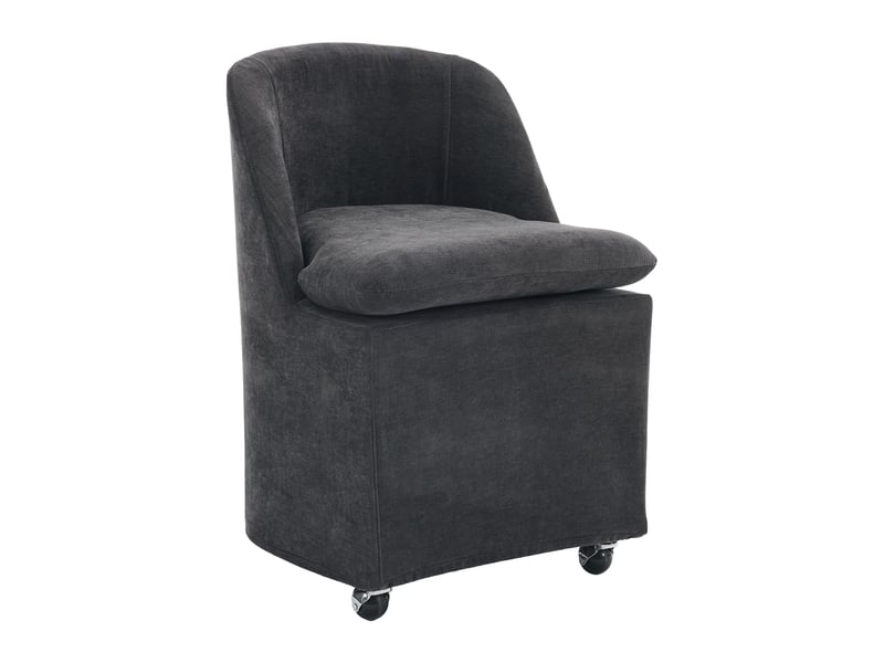  Chaise de salle à manger lot de 2 pivotante à roulettes  - housse amovible, chenille gris, 53 × 53,5 × 78,5 cm  - Conforama A