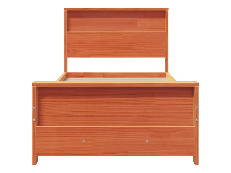 Lit simple- lit adulte -  cadre de lit avec étagère brun  90 x 200 cm pin massif  - Conforama D