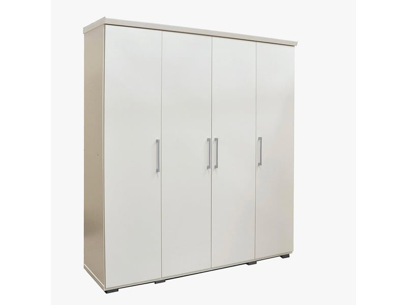  Armoire 4 portes 7 étagères et penderie blanc  - Conforama D