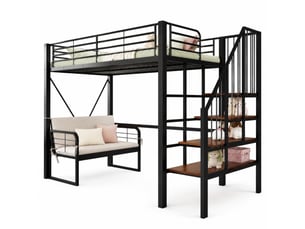 Lit mezzanine 90x200 cm MEUBLIV   coloris noir