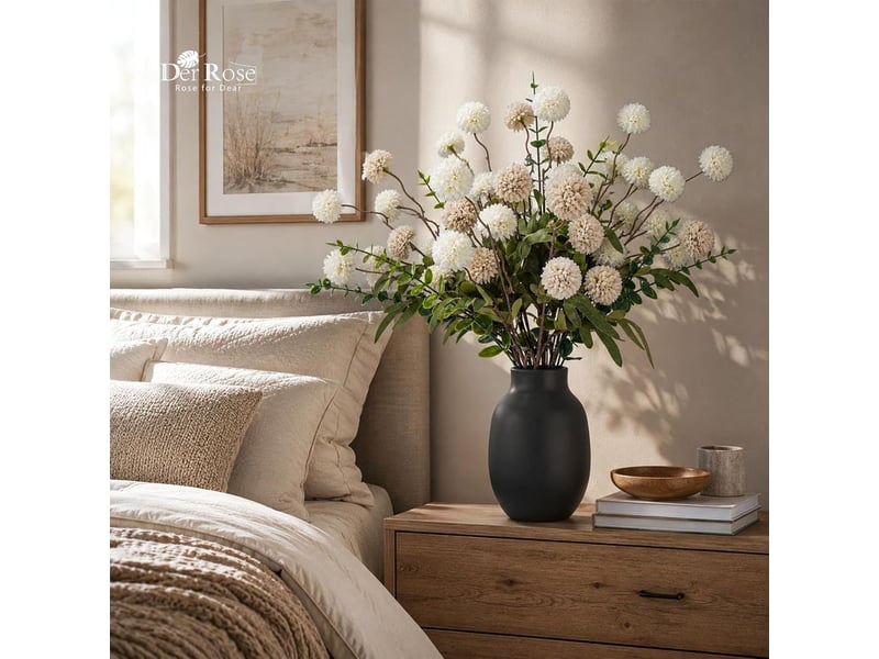  Fleurs artificielles de souci, fleurs fausses blanches champagne pour décoration intérieure extérieure, porche, patio, jardin, bac à fenêtre, table à domicile  - Conforama E