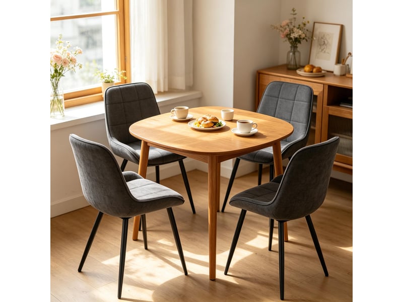  Lot de 4 chaises de salle à manger,43x52,5x81,5 cm,velours,gris foncé  - Conforama B