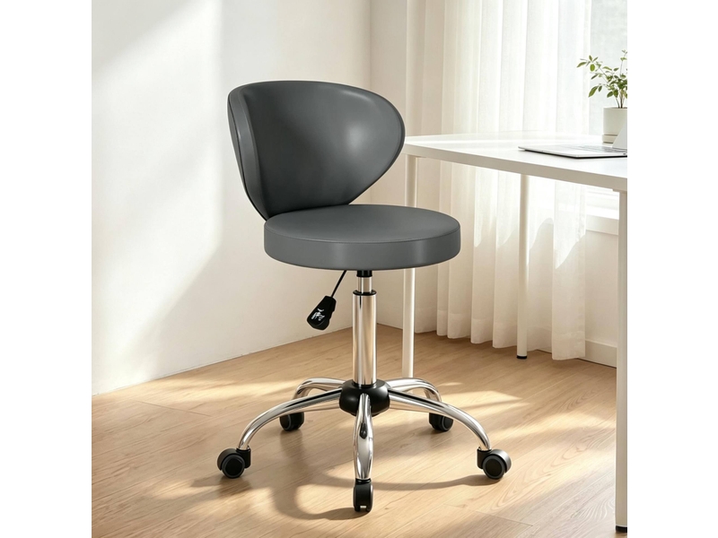  Tabouret de massage à roulettes pivotant à 360 degrés avec dossier et hauteur réglable 51 à 66 cm  - Conforama B