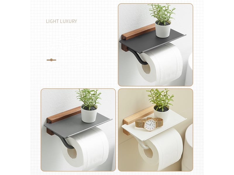  Porte-rouleau de papier toilette - avec étagère acier  - Conforama D