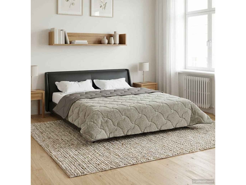  Duvet - couette complet toute l'année matelassé gris clair 220 x 240 cm  - Conforama D