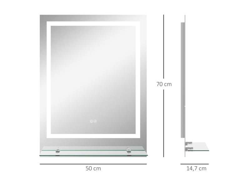  Miroir salle de bains led antibuée avec étagère 70 x 50 cm evryae  - Conforama C