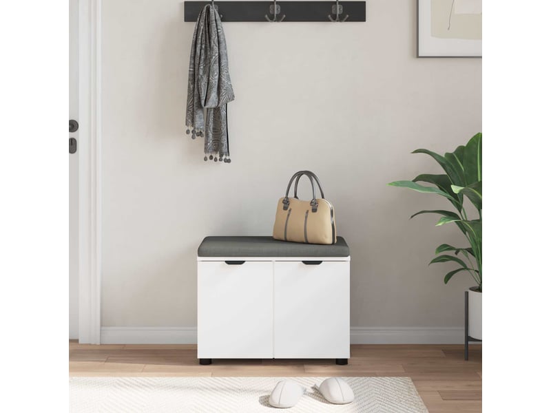  Banc d'entrée blanc 60x38x46 cm bois ingénierie et tissu shl34760  - Conforama D