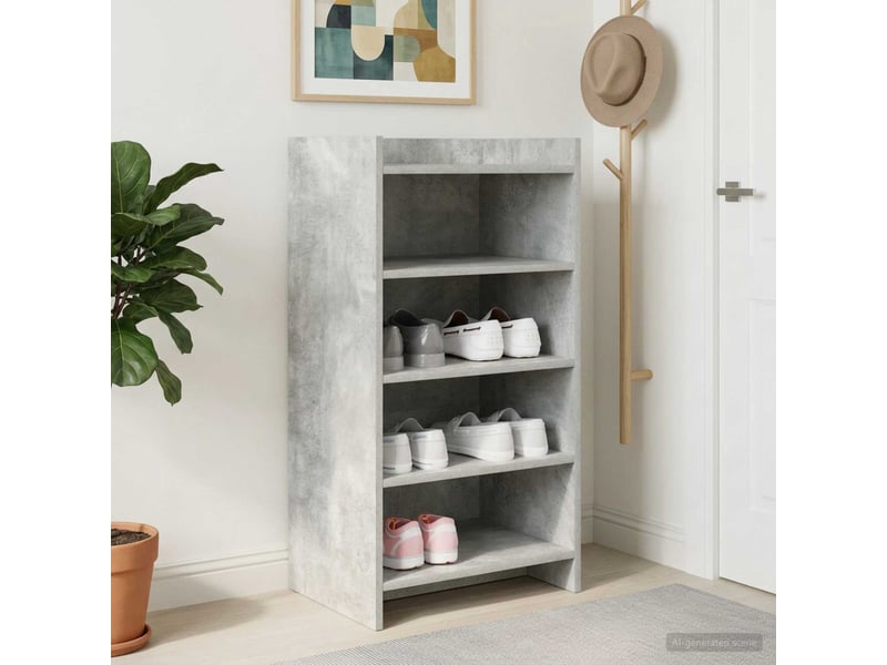  Meuble à chaussure, cabinet à chaussures avec stockage gris béton 48x36x92 cm shl7145  - Conforama B