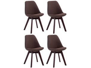 Lot de 4 chaises de salle à manger design scandinave en tissu marron et piètement à 4 pieds en bois foncé 10_0008637